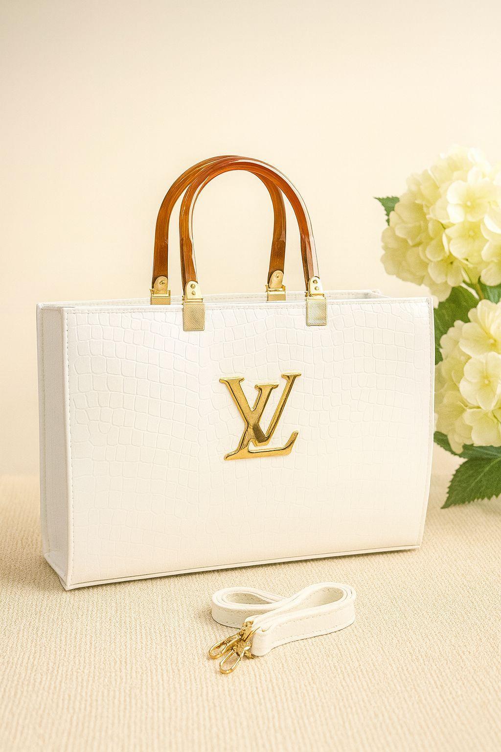 Black Croc Textured LV Tie Bag with Detachable Strap