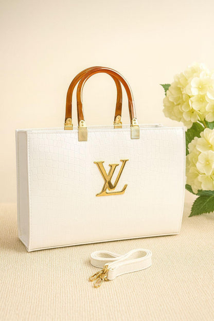 Black Croc Textured LV Tie Bag with Detachable Strap