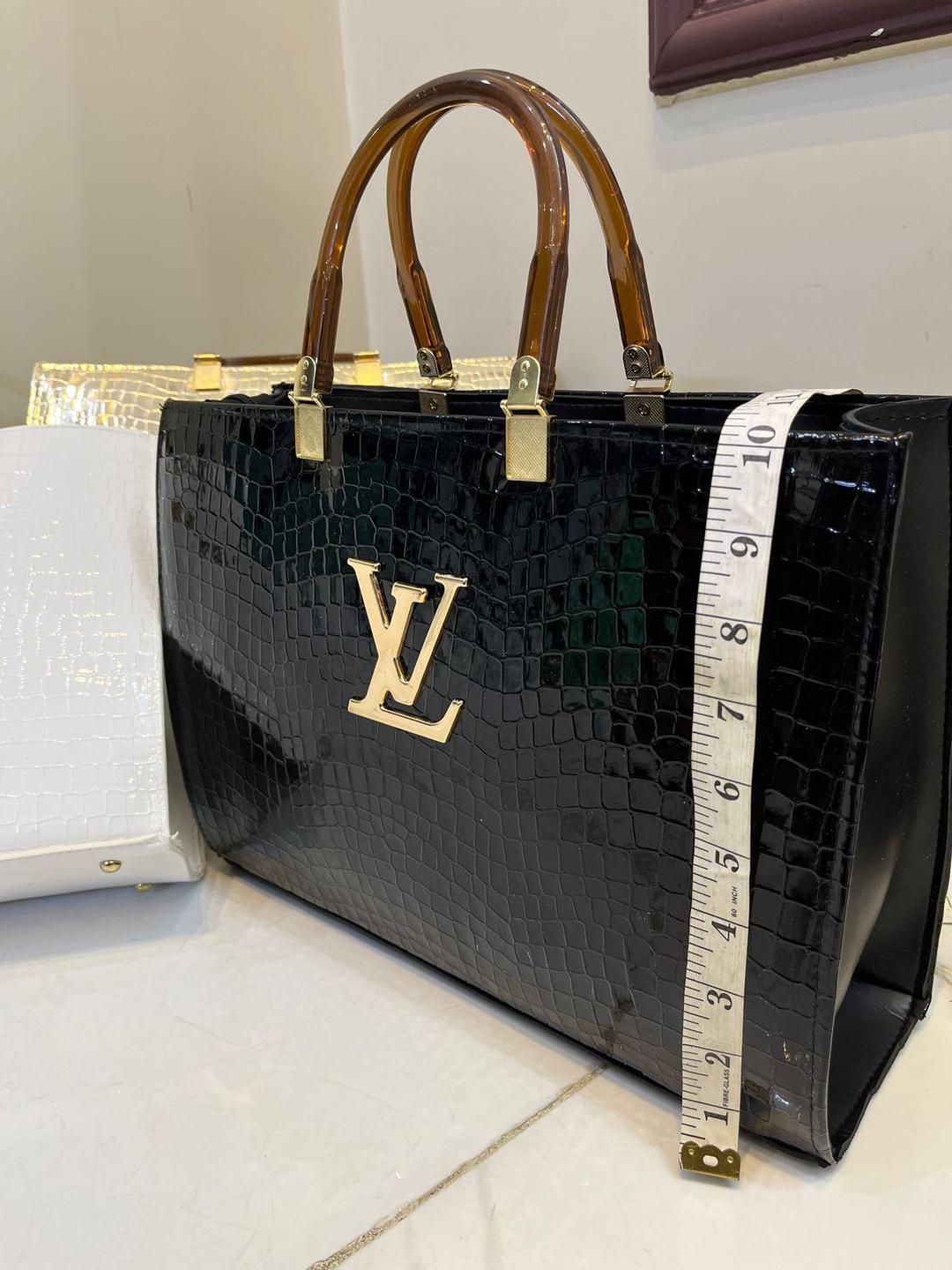 Black Croc Textured LV Tie Bag with Detachable Strap