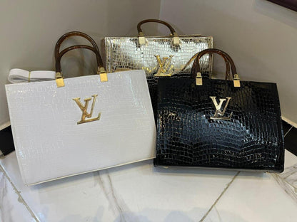 Black Croc Textured LV Tie Bag with Detachable Strap