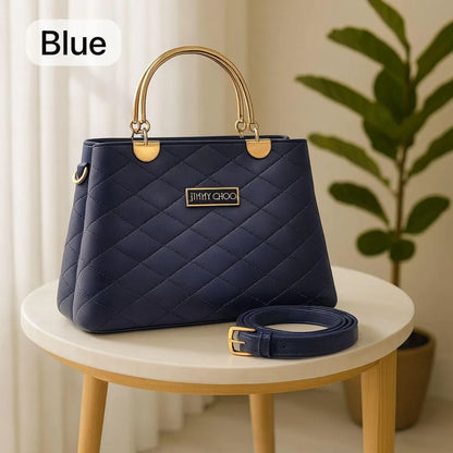 Maroon Quilted Handbag with Detachable Strap for Women