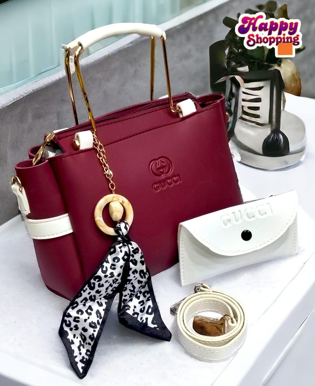 Maroon Girl's Handbag Set with Top Handle