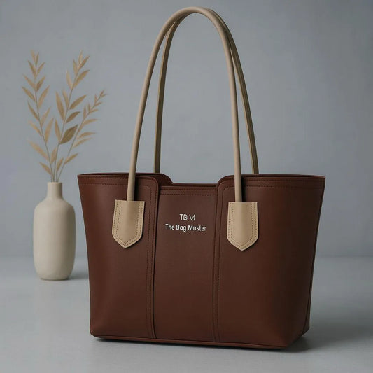 Women's Leather Tote Bag Black Blue Maroon Green Pink Mustard Brown 12x11x10"
