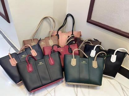 Women's Leather Tote Bag Black Blue Maroon Green Pink Mustard Brown 12x11x10"