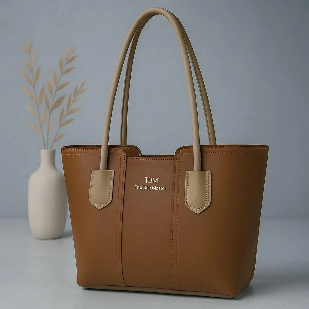 Women's Leather Tote Bag Black Blue Maroon Green Pink Mustard Brown 12x11x10"