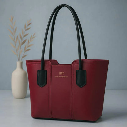 Women's Leather Tote Bag Black Blue Maroon Green Pink Mustard Brown 12x11x10"