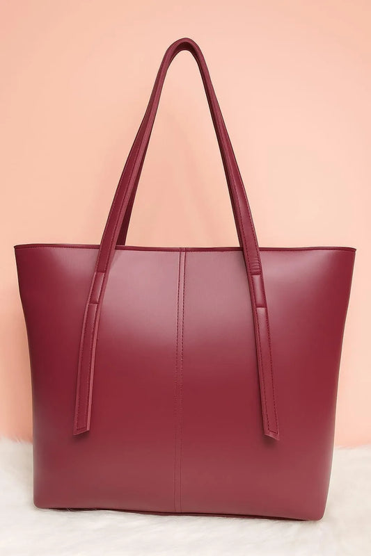 Women's Leather Tote Bag Black Blue Maroon Pink Mustard Beige Brown 10x8x9"