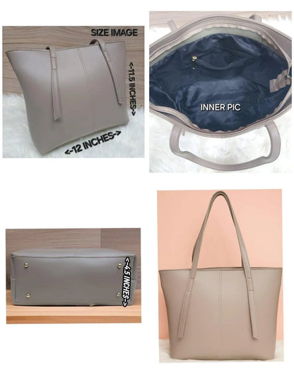 Women's Leather Tote Bag Black Blue Maroon Pink Mustard Beige Brown 10x8x9"