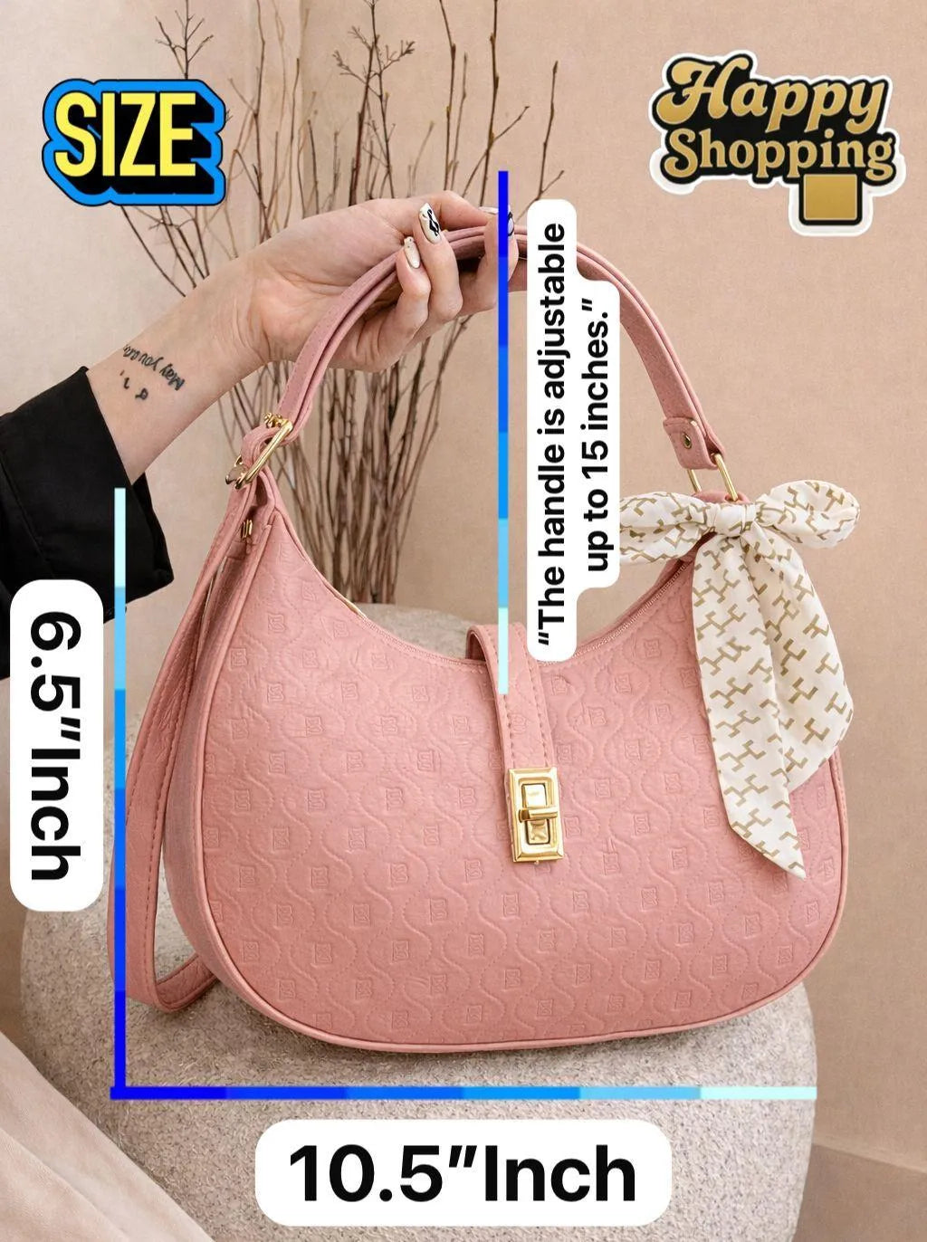Brown Textured Shoulder Bag for Women with Bow Detail