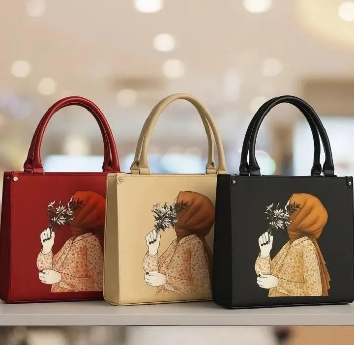 Women's Printed Handbag Set of 3 with Handles