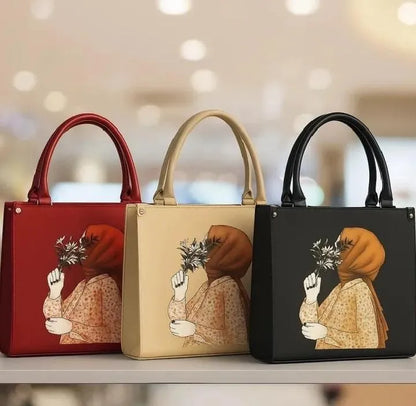 Women's Printed Handbag Set of 3 with Handles